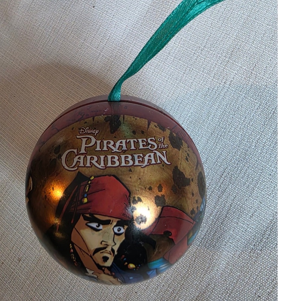 Disney Pirates of the Caribbean 2007 Jack Sparrow Tin Ball Christmas Ornament